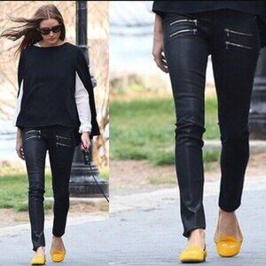 Paige Edgemont Ultra Skinny Coated Jeans in Black Silk in size 25